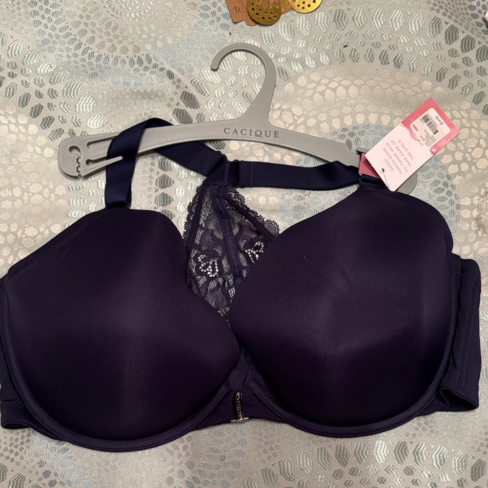 Cacique Women's Navy Blue Lace Bra